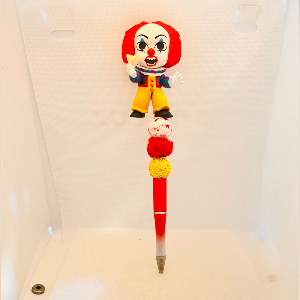 Novelty Clown Pom-Pom Pen in Red and Yellow pennywise ~ IT - Picture 2 of 2